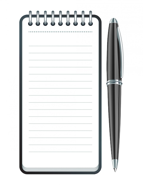 Icono de lápiz y bloc de notas negro. ilustración