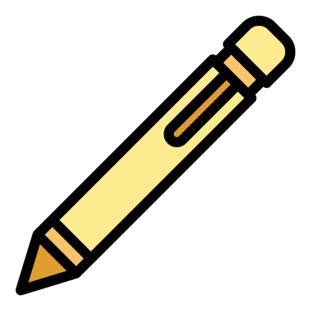 Icono de lápiz de computadora vector de contorno Diseño digital Dibujar color de celda plano