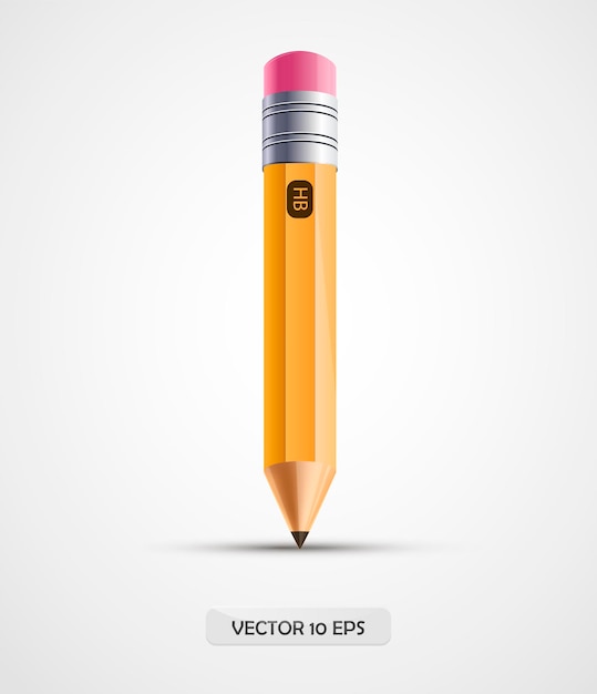 Icono de lápiz con goma de borrar y logotipo Lápiz amarillo HB Lápiz realista aislado Vector