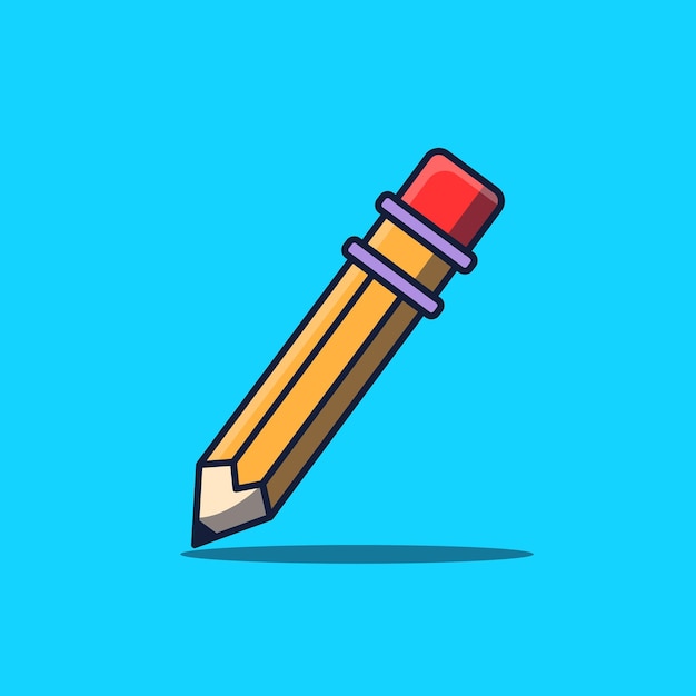 Icono de lápiz de ilustración de dibujos animados de vector
