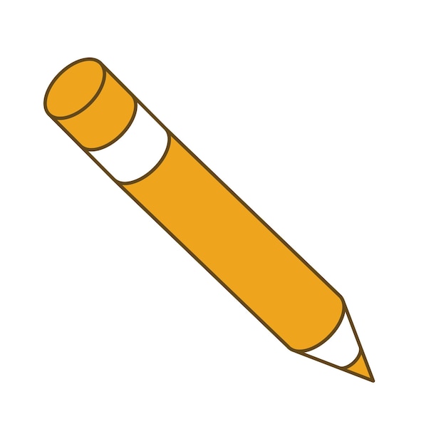 icono de lápiz Ilustración plana de un lápiz amarillo