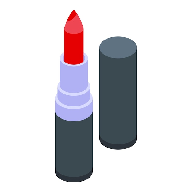 El icono del lápiz labial del salón es el vector isométrico del salón de peluquería del maquillaje del spa