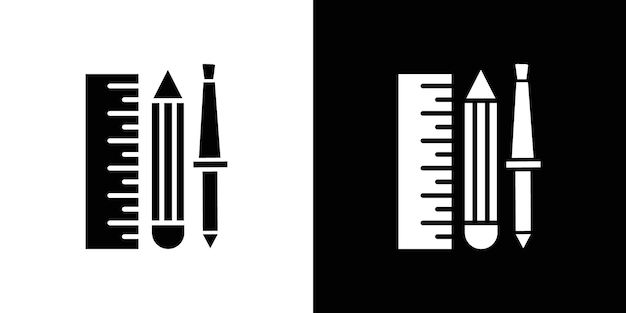 Icono de lápiz y lápiz de regla Vector plano aislado en contorno
