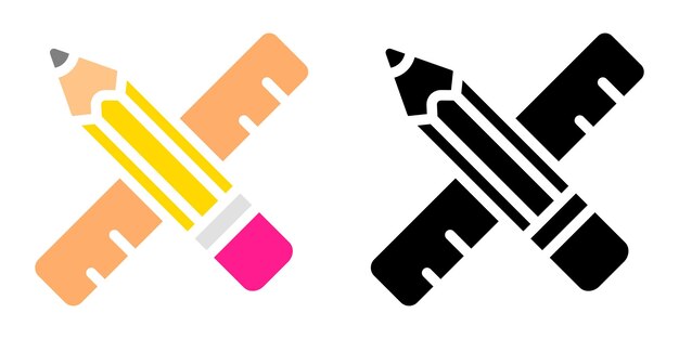 Icono de lápiz y regla Símbolo de educación Signo de herramienta de arquitecto