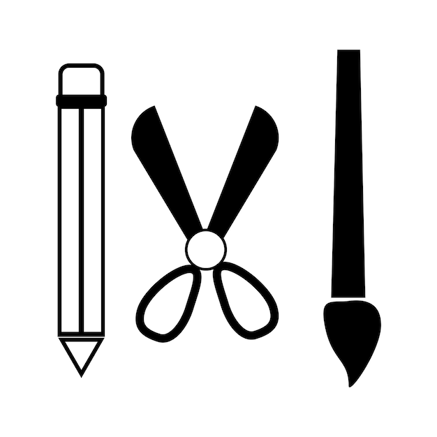 Icono de lápiz de tijeras de pincel de vector