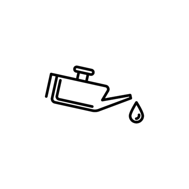 El icono de la lata de aceite establece el símbolo vectorial del lubricante, la señal de luz de advertencia del aceite del motor en estilo negro lleno y delineado