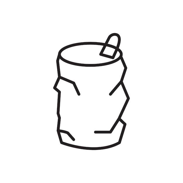 Icono de lata de refresco vacía Ilustración de línea delgada plana vectorial