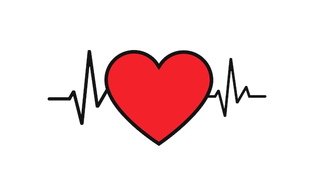 Icono de latido del corazón aislado sobre fondo blanco.