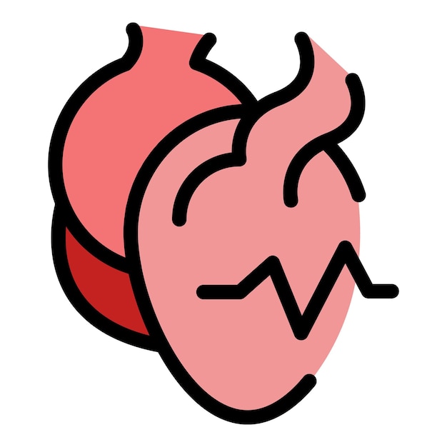 Icono de latido del corazón humano vector de contorno Monitor de frecuencia Pulso latido color plano