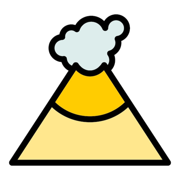 Icono de lava de magma contorno vector erupción volcánica caja de color plano del volcán