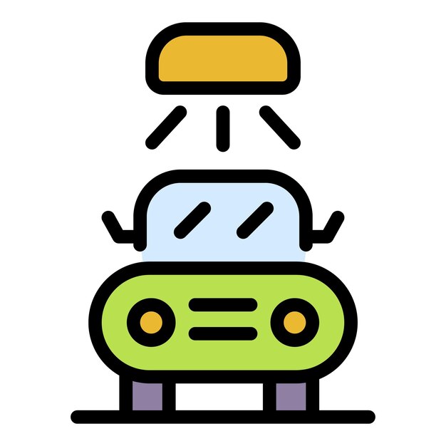 Icono de lavado de automóviles Contorno de icono vectorial de lavado De automóviles color plano aislado
