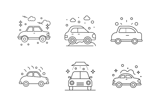 icono de lavado de automóviles línea de arte vectorial ilustración diseño de esquema