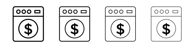Icono de lavado de dinero Conjunto de símbolos de señales de contorno