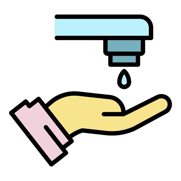 Icono de lavado de mano Contorno lavado de mano vector icono color plano aislado