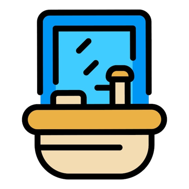 Icono de lavado a mano en el inodoro Contorno del icono vectorial del lavado a manos en el Inodoro Color plano aislado