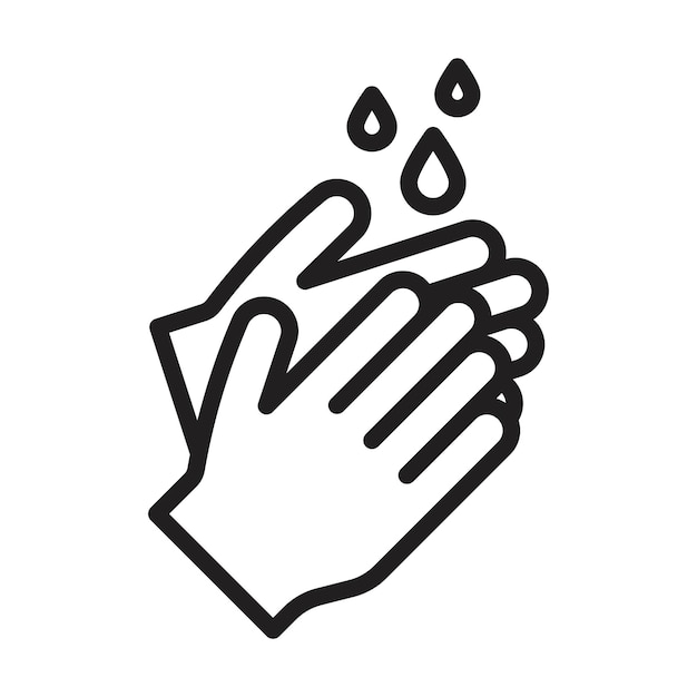 Icono de lavado de manos Arte plano en blanco y negro aislado