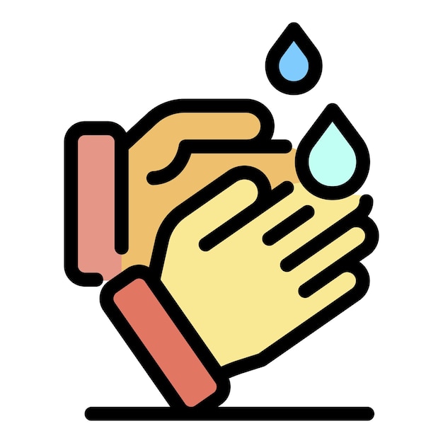 Icono de lavado de manos Contorno de lavado De manos Icono vectorial de color plano aislado
