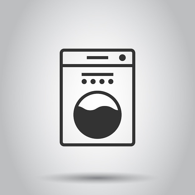 Icono de lavadora en estilo plano Ilustración de vector de lavadora sobre fondo blanco aislado Concepto de negocio de lavandería