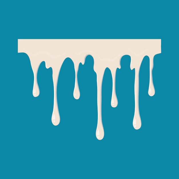 Icono de leche que fluye aislado sobre fondo azul Símbolo líquido