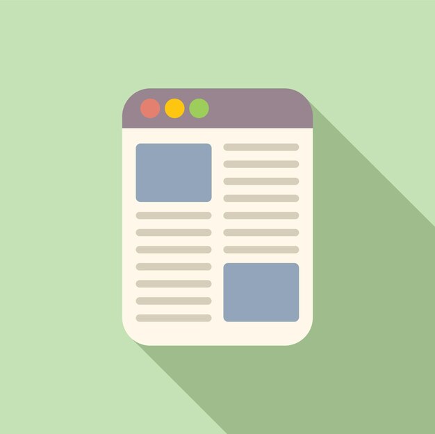 Icono de lectura digital de vector plano Página en línea de la Web