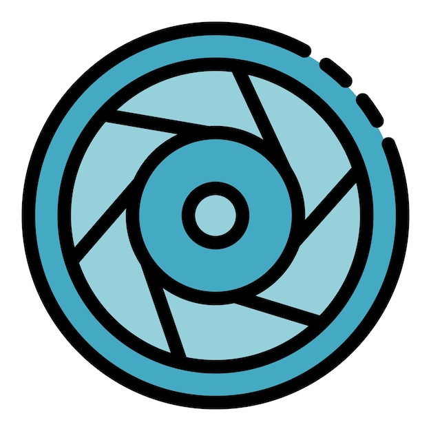 Ícono de la lente de la cámara Contorno del ícono vectorial de la lens de la cámara Color plano aislado