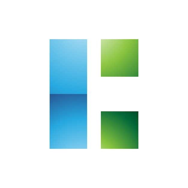 Icono de letra C rectangular brillante azul y verde sobre un fondo blanco