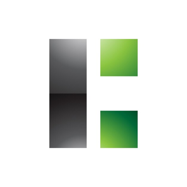 Icono de letra C rectangular brillante negro y verde sobre un fondo blanco
