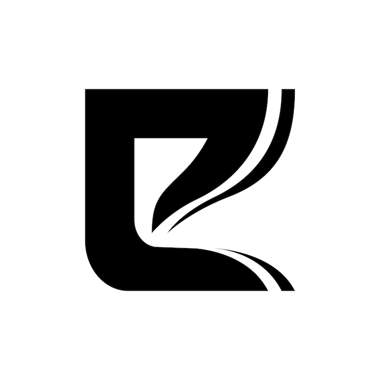 Vector icono de la letra e en capas onduladas negras