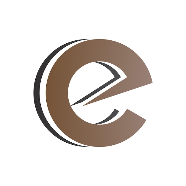 Icono de la letra E en capas redondas marrones y negras