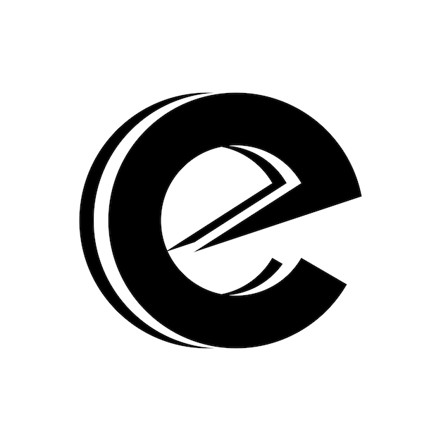 Icono de la letra E pequeña en capas redondas negras