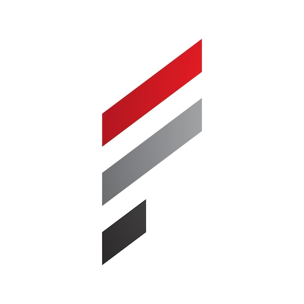 Icono de letra F roja y gris con rayas diagonales