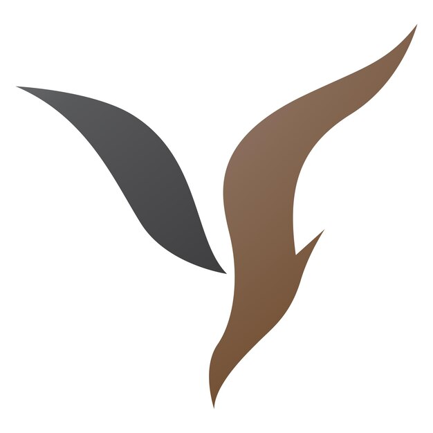 Icono de la letra Y en forma de pájaro de buceo marrón y negro