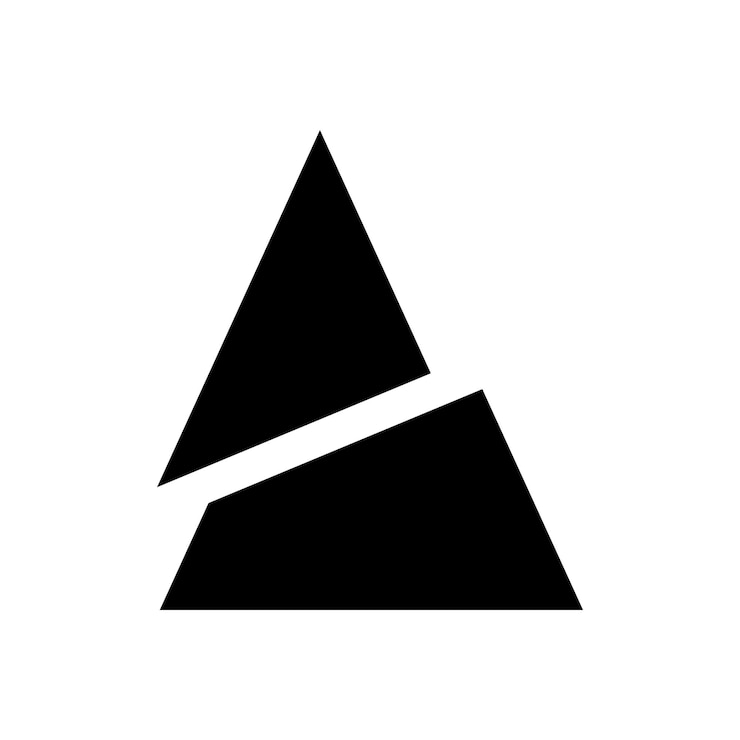 Vector icono de una letra en forma de triángulo dividido en negro