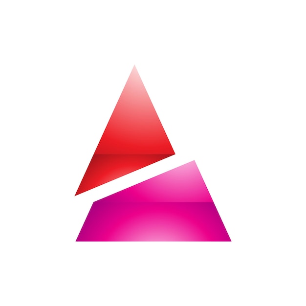Icono de letra A en forma de triángulo dividido rojo y magenta brillante