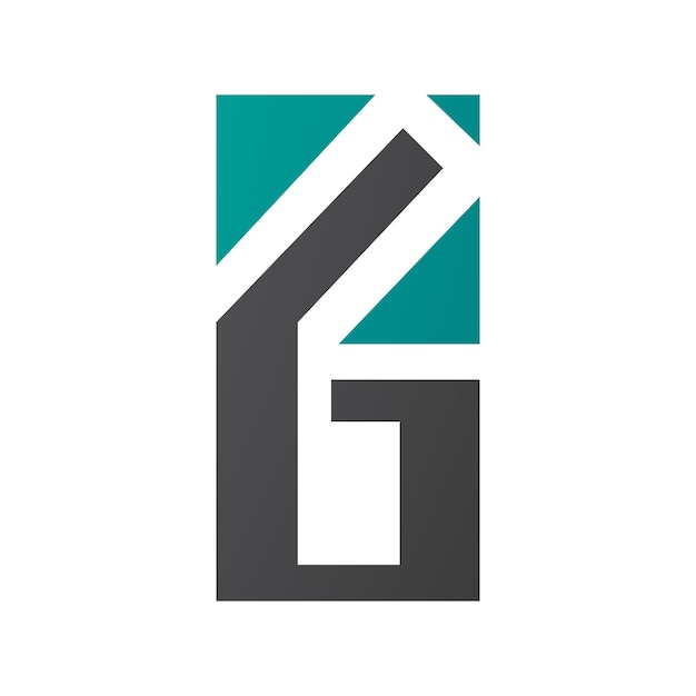 Icono de la letra G o el número 6 rectangular verde y negro persa