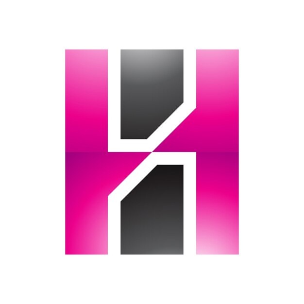 Ícono de letra H brillante magenta y negra con rectángulos verticales