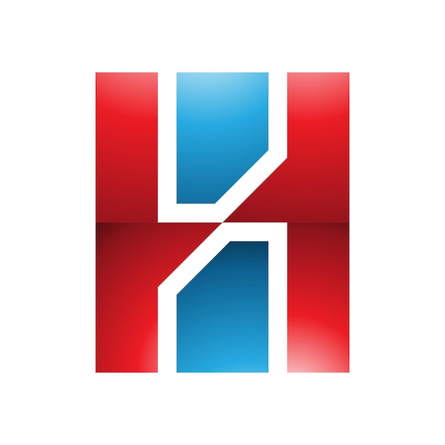 Icono de letra H brillante roja y azul con rectángulos verticales