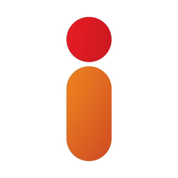 Icono de letra I en forma de persona redonda abstracta roja y naranja