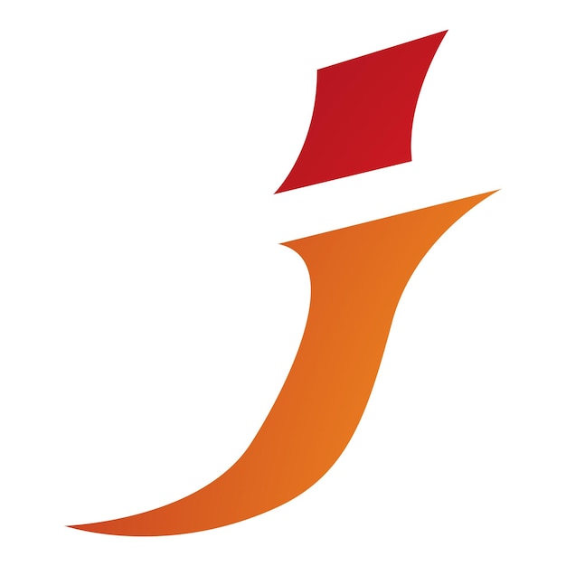 Icono de letra J en cursiva puntiaguda naranja y roja