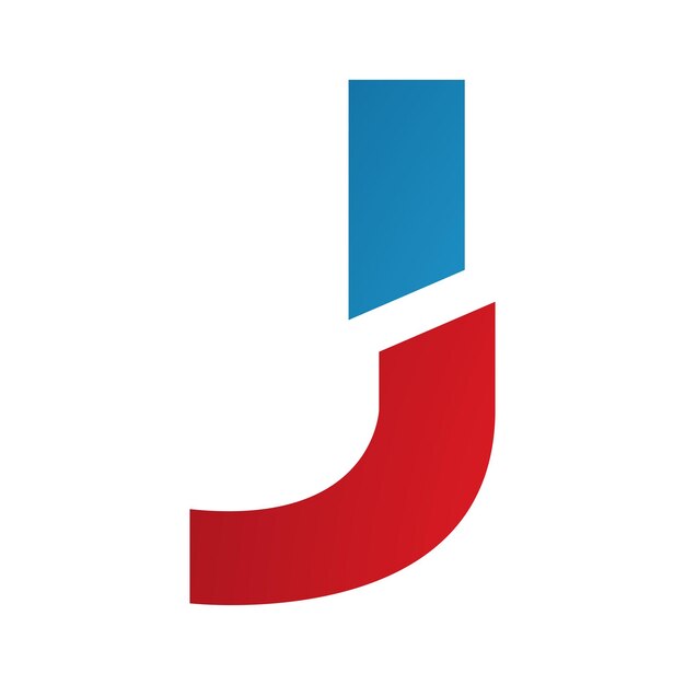 Icono de letra J en forma de división roja y azul