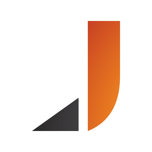 Icono de letra J naranja y negra con punta triangular