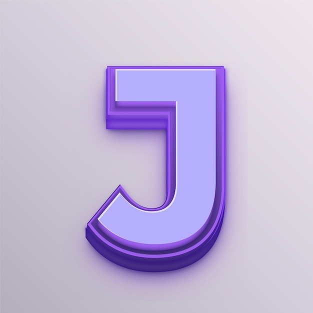 Icono de letra J vectorial púrpura 3D personalizable para educación, negocios y medios de comunicación
