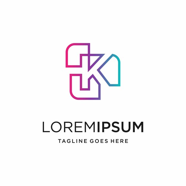 Icono de letra K con arte lineal Logotipo de trazo editable Perfecto para logotipos, tecnología e infografías