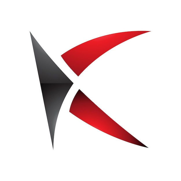 Icono de la letra K brillante roja y negra