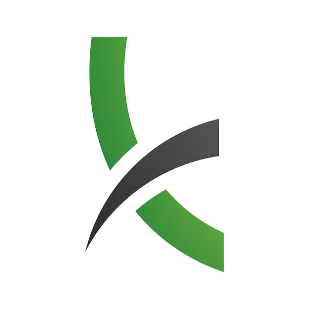 Icono de la letra K pequeña puntiaguda verde y negra