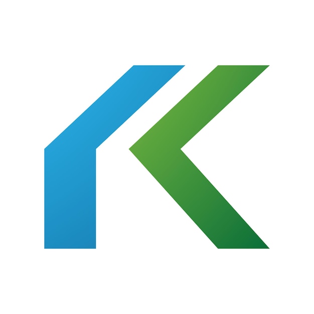 Icono de la letra K plegada en azul y verde