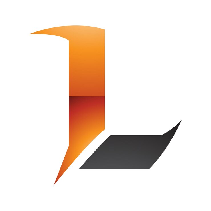 Vector icono de la letra l brillante naranja y negra con picos afilados