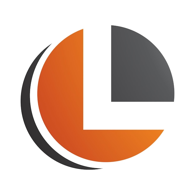 Icono de letra L en forma de círculo naranja y negro