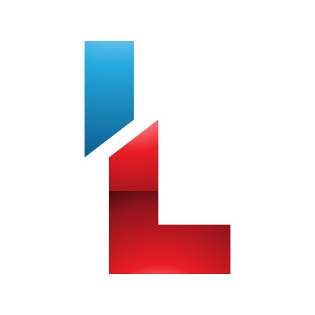 Icono de la letra L en forma de división brillante roja y azul