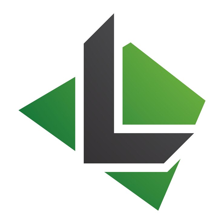 Vector icono de la letra l en forma de trapecio verde y negro